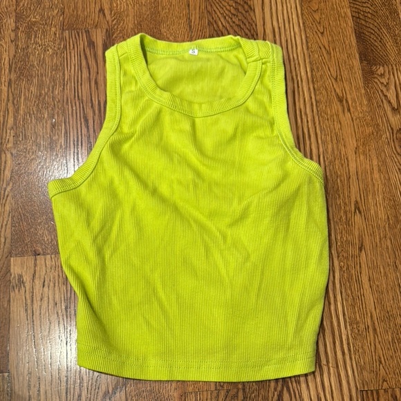 Women’s Lime Green Ribbed Tank Top Size Small - Picture 1 of 5